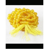 Natural Yellow Hakik Mala 108 Beads, 6mm