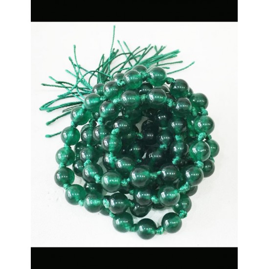 Natural Green Hakik Mala 108 Beads, 6mm