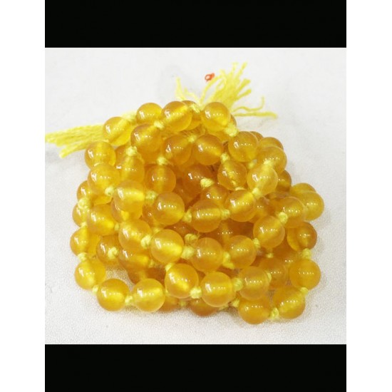 Natural Yellow Hakik Mala 108 Beads, 6mm