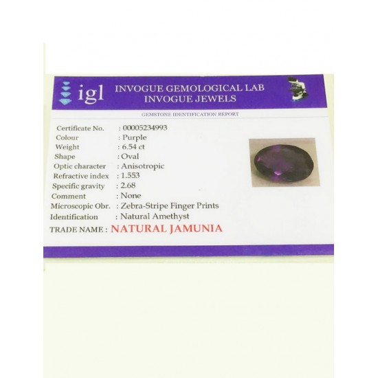 6.54 ct Natural Certified Amethyst (Jamunia)