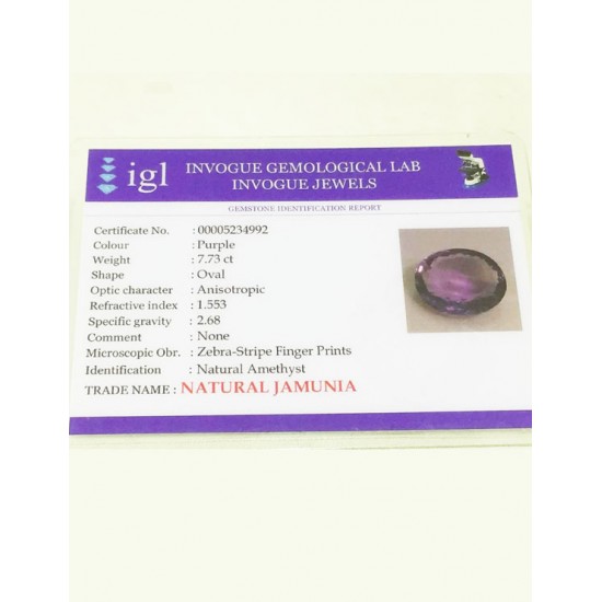 7.73 ct Natural Certified Amethyst (Jamunia)