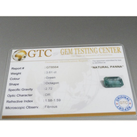 3.61 ct/4.00 ratti Natural Certified Zambian Panna (Emerald)