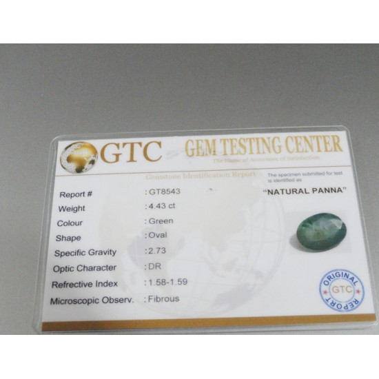 4.43 ct/4.95 ratti Natural Certified Zambian Panna (Emerald)
