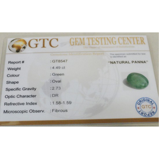 4.49 ct/5.00 ratti Natural Certified Zambian Panna (Emerald)