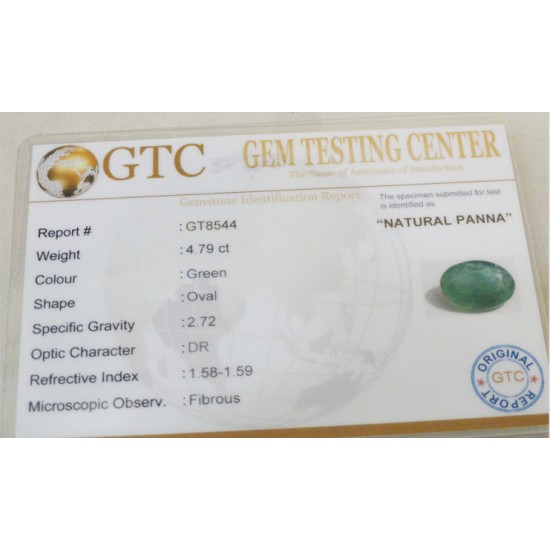 4.79 ct/5.25 ratti Natural Certified Zambian Panna (Emerald)