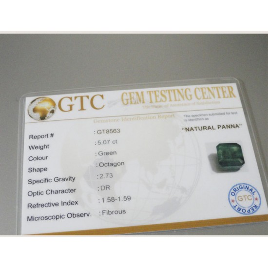 5.07 ct/5.60 ratti Natural Certified Zambian Panna (Emerald)