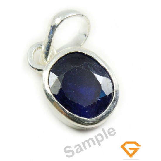 7.25 Ratti Natural Certified Blue Sapphire (Thailand) Silver Pendant