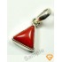 6.25 ratti  Natural Certified Triangle Red Coral Silver Pendant