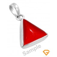 7.25 ratti  Natural Certified Triangle Red Coral Silver Pendant