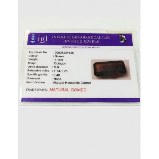 8.00 ratti (7.16 ct) Natural Hessonite Ceylon Gomed Certified