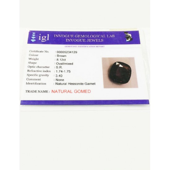 9.25 ratti (8.12 ct) Natural Hessonite Ceylon Gomed Certified