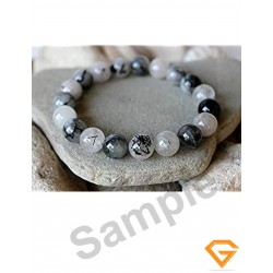 Natural Black Rutilated Quartz Stone Bracelet 8 mm