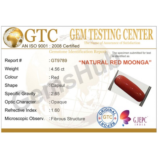 4.56 ct Natural Certified Moonga/Coral