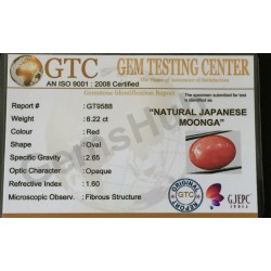 6.22 ct  Natural Certified Japanese Moonga/Coral