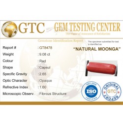 10.08 ratti (9.08 ct) Natural Certified Moonga/Coral
