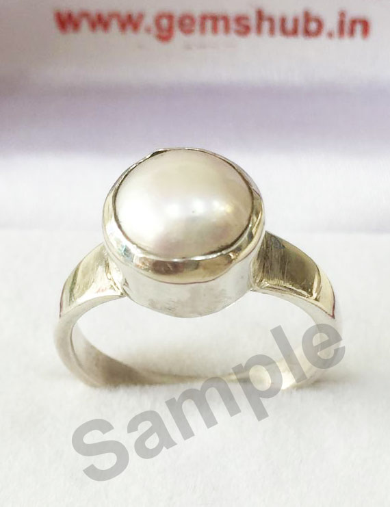 Moti Pearl Silver Ring | Kalyanastrogems