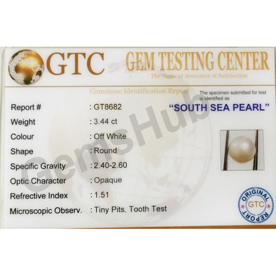 South Sea Pearl - 3.44 ct (3.82 ratti)