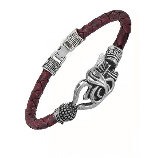 Braided Double Wrap Leather Bracelet in Red  Fenton Glass Jewelry