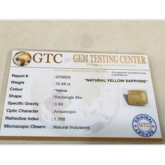 10.48 ct/11.50 ratti Natural Certified Ceylon Pukhraj/Yellow Sapphire