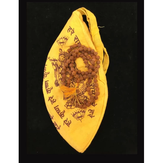 5 Mukhi Rudraksha Mala Lab Tested with Gomukhi Bag for Japa 