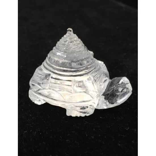 26 gm Natural Sphatik Shree Yantra on a Tortoise 26 gm Natural Sphatik Shree Yantra on a Tortoise