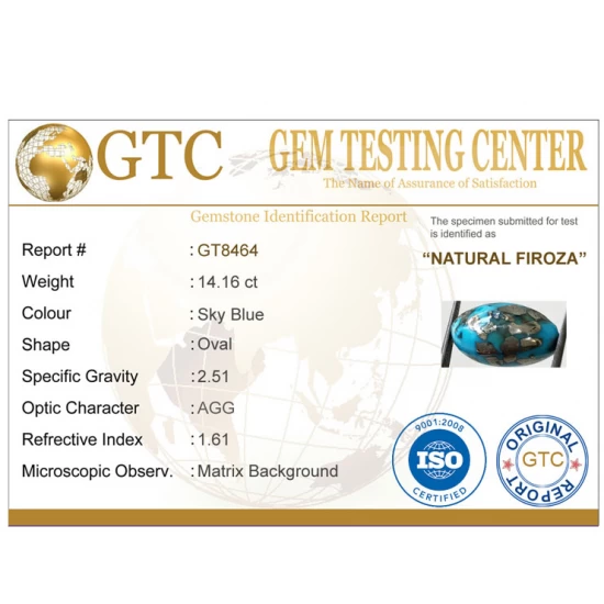 15.65 ratti (14.16 ct) Natural Certified Irani Feroza/Turquoise 15.65 ratti (14.16 ct) Natural Certified Irani Feroza/Turquoise
