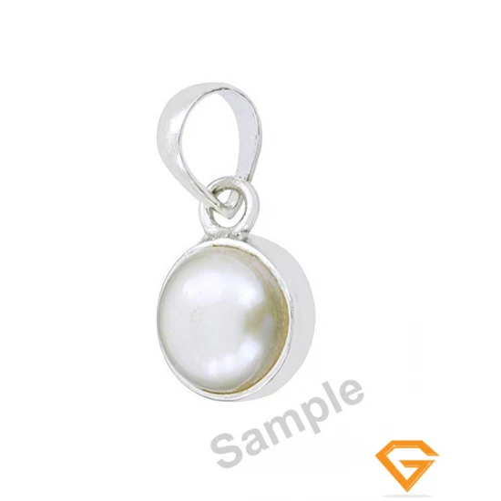 7.25 ratti Natural Sterling Silver Hallmarked Certified Moti  Pendant 