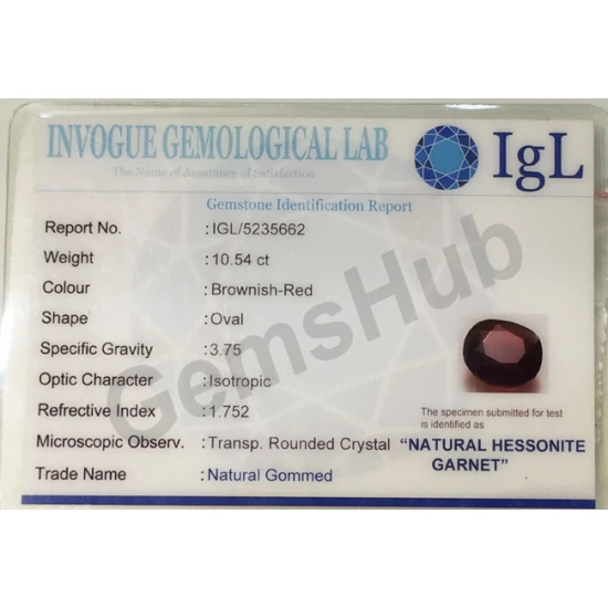 11.50 ratti (10.54 ct) Natural Hessonite Gomed Certified 11.50 ratti (10.54 ct) Natural Hessonite Gomed Certified
