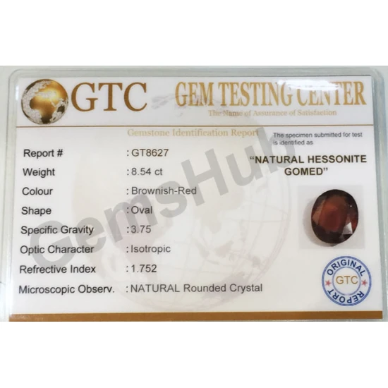 9.50 ratti (8.54 ct) Natural Hessonite Ceylon Gomed Certified 9.50 ratti (8.54 ct) Natural Hessonite Ceylon Gomed Certified