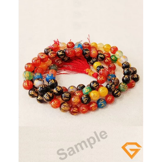 Natural Om Mani Stone Mala 8mm Natural Om Mani Stone Mala 8mm