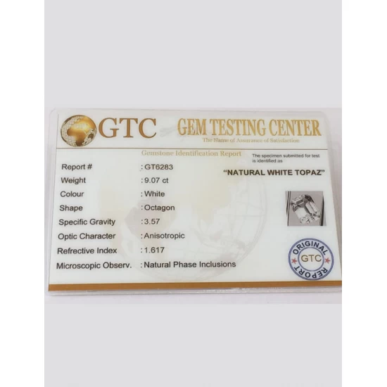 10.07 Ratti (9.07 ct) Natural Certified White Topaz 10.07 Ratti (9.07 ct) Natural Certified White Topaz