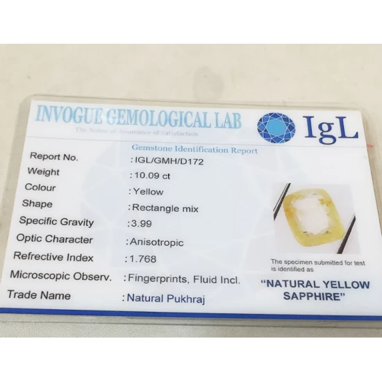 10.09 ct/11.25 ratti Natural Certified Ceylon Pukhraj/Yellow Sapphire