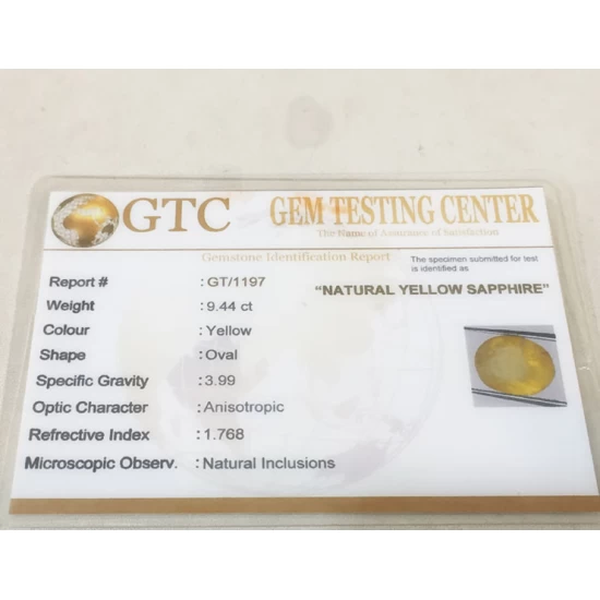 9.44 ct/10.50 ratti Natural Certified Ceylon Pukhraj/Yellow Sapphire 9.44 ct/10.50 ratti Natural Certified Ceylon Pukhraj/Yellow Sapphire