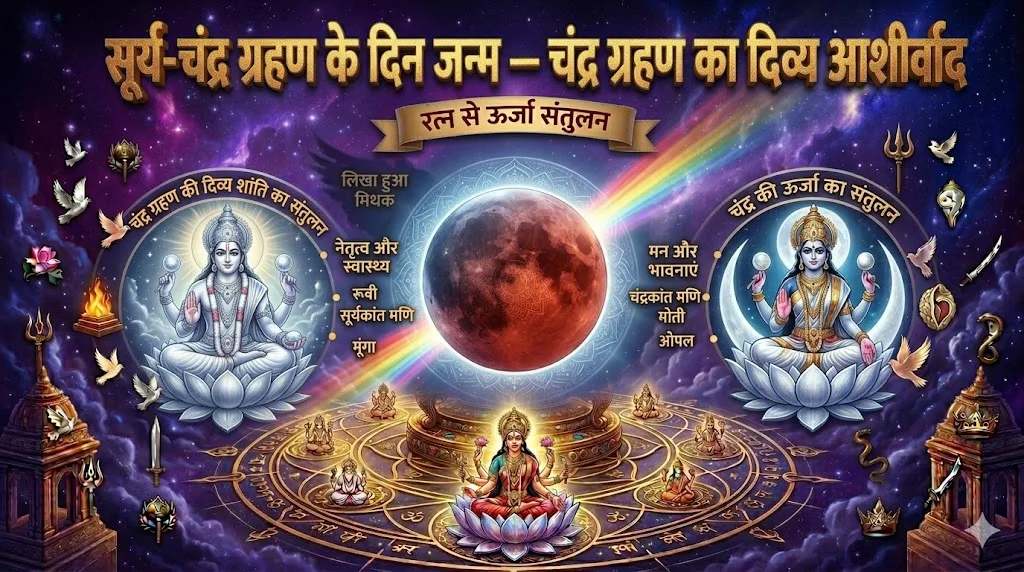 सूर्य-चंद्र ग्रहण के दिन जन्म — मिथक और सच्चाई, रत्न से ऊर्जा संतुलन