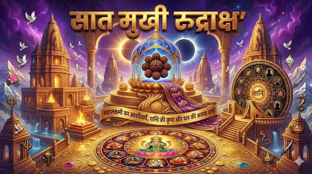 सात मुखी रुद्राक्ष — महालक्ष्मी का आशीर्वाद, शनि की कृपा और धन की अखंड वर्षा