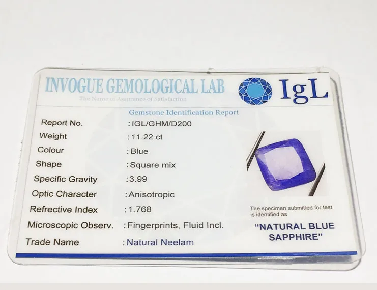 12.50 Ratti (11.22 Ct) Natural Ceylon Blue Sapphire (Neelam)