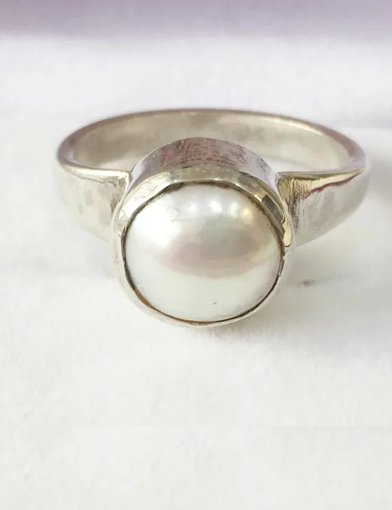 6.25 Ratti Certified 92.50 BIS HALLMARK  ORIGINAL MOTI SILVER RING