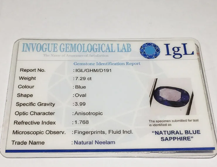 8.25 Ratti (7.29 Ct) Natural Ceylon Blue Sapphire (Neelam)