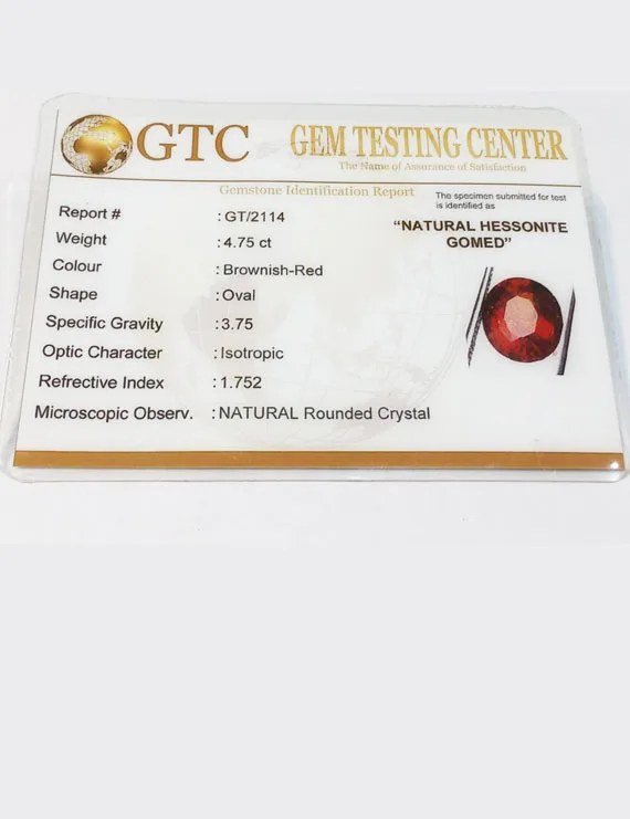 5.25 Ratti (4.75 ct) Natural Certified Ceylon Hessonite (Gomed)