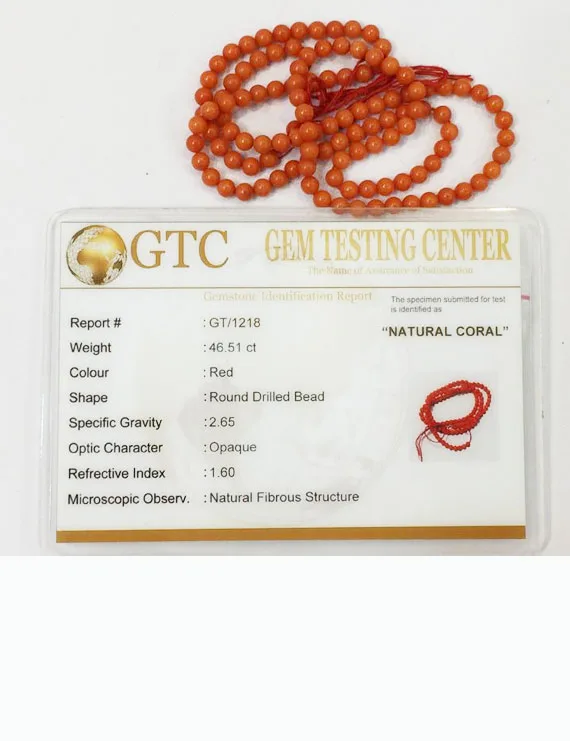 4mm Natural Certified Moonga Coral Mala