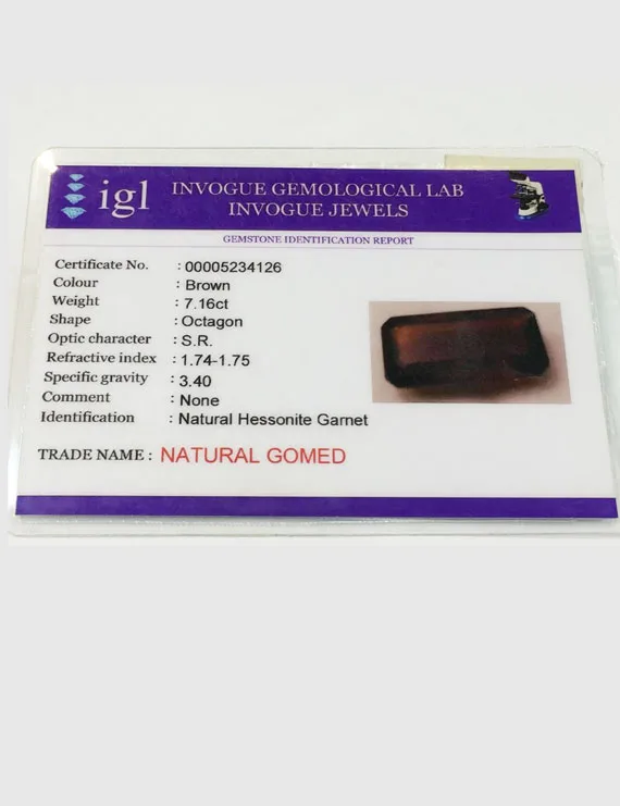 8.00 Ratti (7.16 ct) Natural Certified Ceylon Hessonite (Gomed)