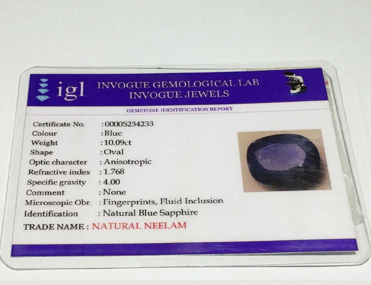 11.25 Ratti (10.09 Ct) Natural Ceylon Blue Sapphire (Neelam)