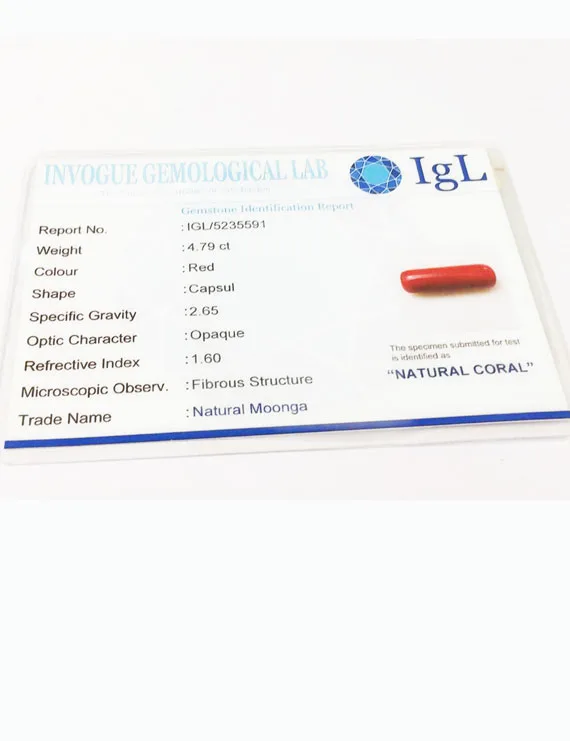 5.32 Ratti Natural Moonga Coral – Certified Gemstone