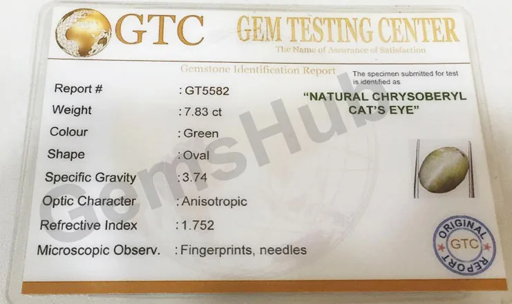 8.50 Ratti (7.83 Ct) Natural Chrysoberyl Cat's Eye (Lehsunia) | Certified Gemstone