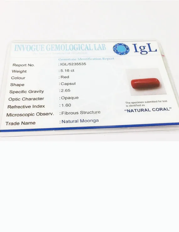 5.80 Ratti Natural Certified Moonga Coral
