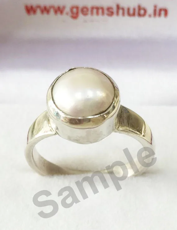 7.25 Ratti Certified 92.50 BIS HALLMARK  ORIGINAL MOTI SILVER RING
