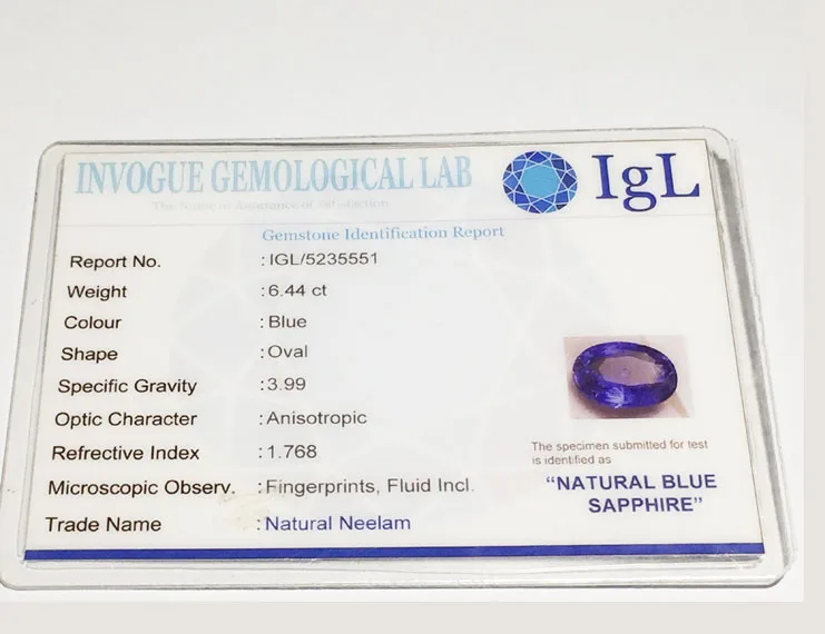 7.25 Ratti (6.44 Ct) Natural Ceylon Blue Sapphire (Neelam)
