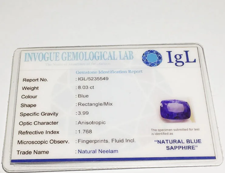 9.00 Ratti (8.03 Ct) Natural Ceylon Blue Sapphire (Neelam)