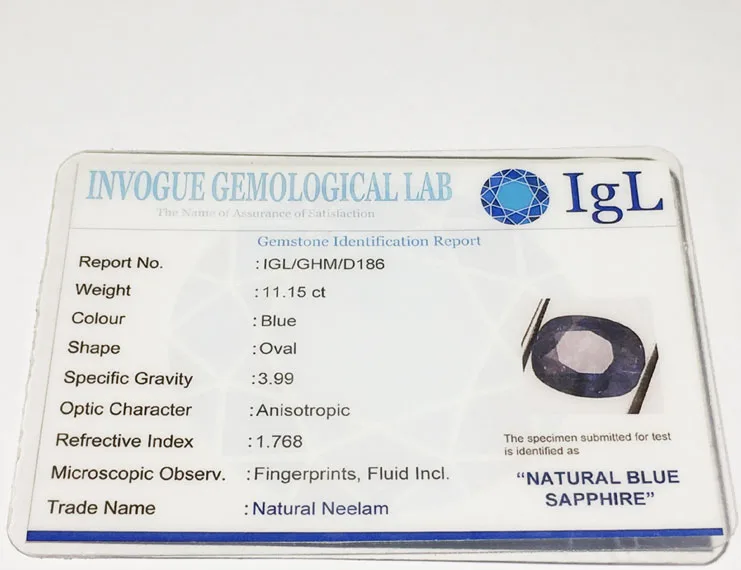 12.40 Ratti (11.15 Ct) Natural Ceylon Blue Sapphire (Neelam)