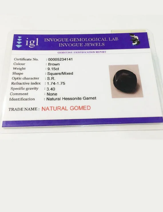 10.25 Ratti (9.15 ct) Natural Certified Ceylon Hessonite (Gomed)